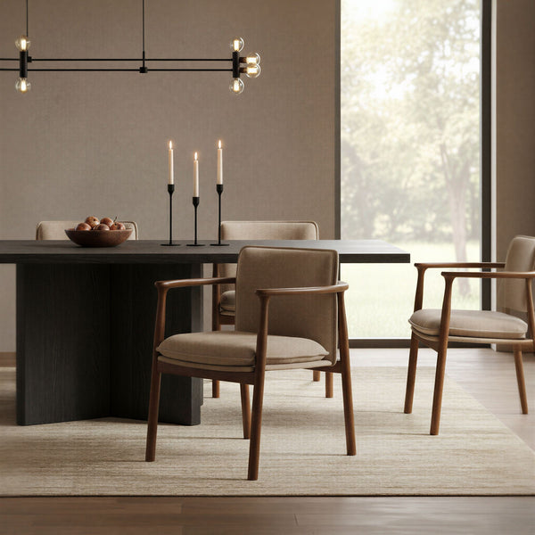 Rowena Interiors Rubberwood Sculptural Arm Dining Chair Plush Seat Mid-Century Scandinavian Style EC2301