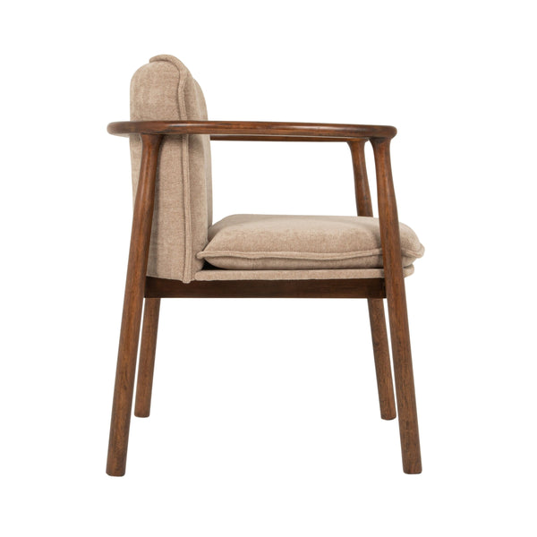Rowena Interiors Rubberwood Sculptural Arm Dining Chair Plush Seat Mid-Century Scandinavian Style EC2301