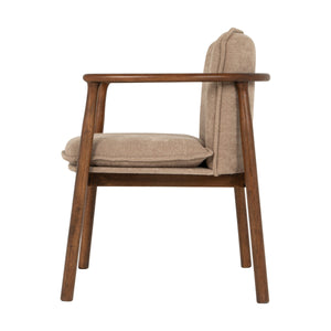 Rowena Interiors Rubberwood Sculptural Arm Dining Chair Plush Seat Mid-Century Scandinavian Style EC2301
