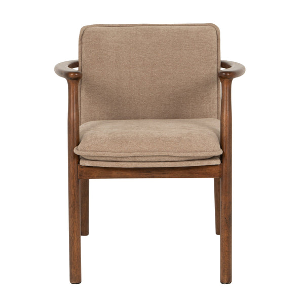 Rowena Interiors Rubberwood Sculptural Arm Dining Chair Plush Seat Mid-Century Scandinavian Style EC2301