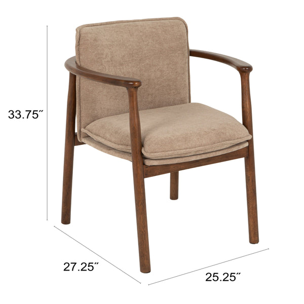 Rowena Interiors Rubberwood Sculptural Arm Dining Chair Plush Seat Mid-Century Scandinavian Style EC2301