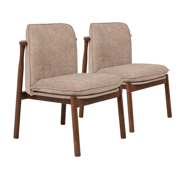 Rowena Interiors Rubberwood Solid Frame Dining Chairs Mid-Century Scandinavian Style Upholstered Set of 2 EC2302