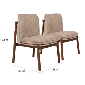 Rowena Interiors Rubberwood Solid Frame Dining Chairs Mid-Century Scandinavian Style Upholstered Set of 2 EC2302