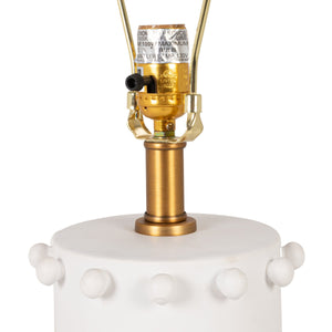 Rowena Interiors 27 Inch Ivory Stoneware Hobnail Table Lamp with Gray Linen Shade for Ambient Rooms EC2304