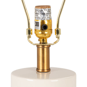 Rowena Interiors 31.5 Inch Handcrafted Stoneware Table Lamp with Ribbed Base and Natural Linen Shade EC2305