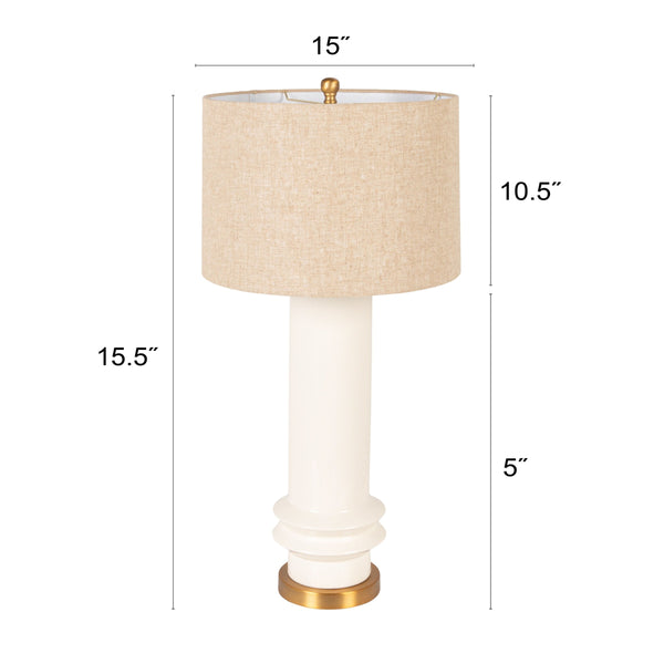 Rowena Interiors 31.5 Inch Handcrafted Stoneware Table Lamp with Ribbed Base and Natural Linen Shade EC2305