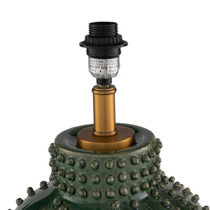 Rowena Interiors 24 Inch Handcrafted Stoneware Table Lamp Emerald Glazed Base with Natural Linen Drum Shade EC2306