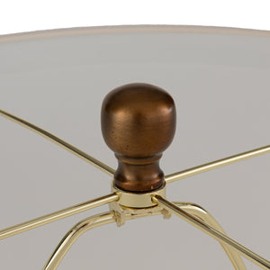 Rowena Interiors 32 Inch Ivory Glass Cylinder Table Lamp with Linen Drum Shade and Brushed Brass Detail EC2307