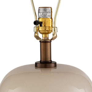 Rowena Interiors 32 Inch Ivory Glass Cylinder Table Lamp with Linen Drum Shade and Brushed Brass Detail EC2307