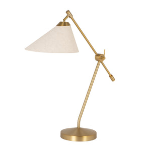 Rowena Interiors 29.5 Inch Articulating Iron Task Lamp Matte Gold Finish with Warm Linen Cone Shade EC2310