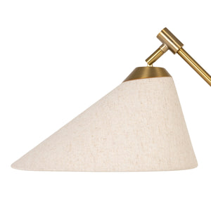 Rowena Interiors 29.5 Inch Articulating Iron Task Lamp Matte Gold Finish with Warm Linen Cone Shade EC2310