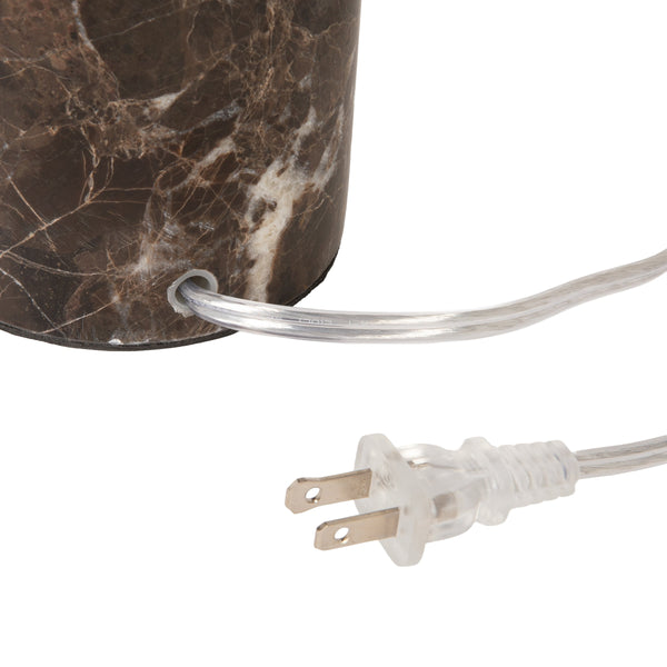 Rowena Interiors 21.5 Inch Solid Marble Column Table Lamp with Gold Hardware and Cream Linen Shade EC2311