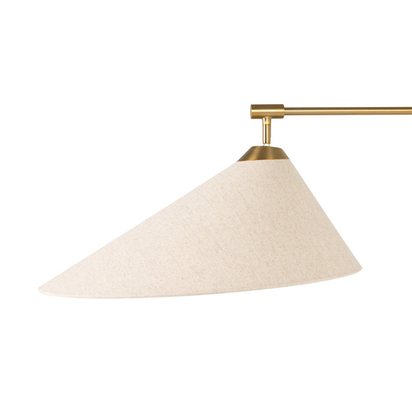 Rowena Interiors 69.5 Inch Articulating Iron Floor Lamp Brushed Gold Arm with Linen Shade for Modern Interiors EC2312MC