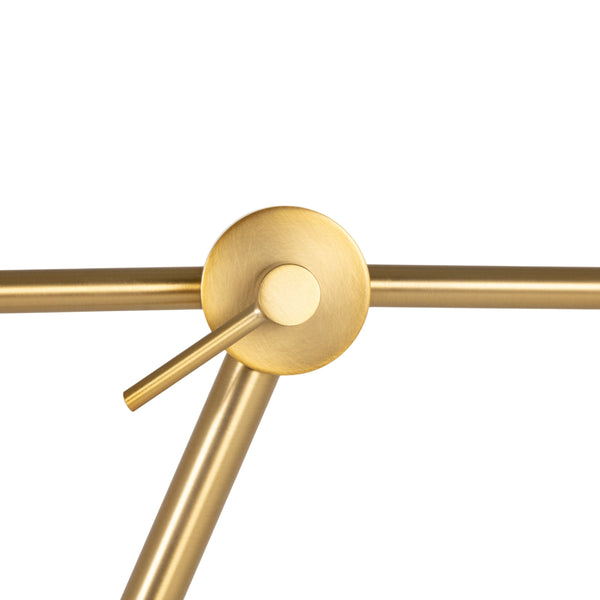 Rowena Interiors 69.5 Inch Articulating Iron Floor Lamp Brushed Gold Arm with Linen Shade for Modern Interiors EC2312MC