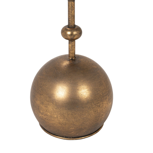 Rowena Interiors Stacked Orb Accent Table Antiqued Gold Steel Base with Round Tempered Glass Top EC2313