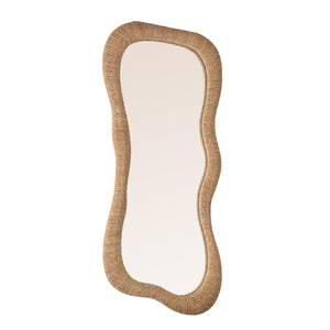 Rowena Interiors Organic Wavy Full Length Wall Mirror with Handcrafted Natural Fiber Woven Frame EC2331