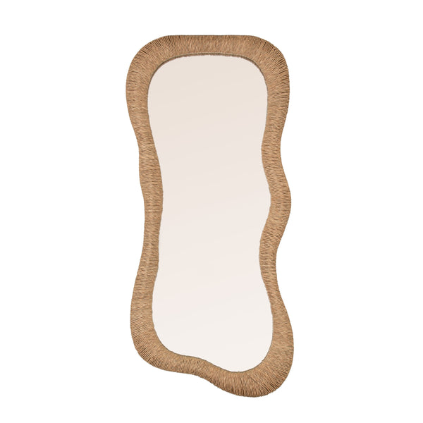 Rowena Interiors Organic Wavy Full Length Wall Mirror with Handcrafted Natural Fiber Woven Frame EC2331