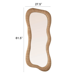 Rowena Interiors Organic Wavy Full Length Wall Mirror with Handcrafted Natural Fiber Woven Frame EC2331