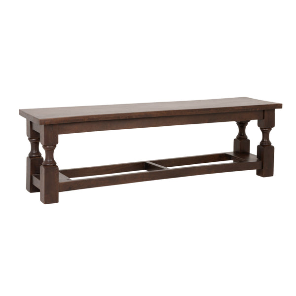 Rowena Interiors Mango Wood Entryway Bench Solid Handcrafted Farmhouse Seat with Turned Legs EC2335