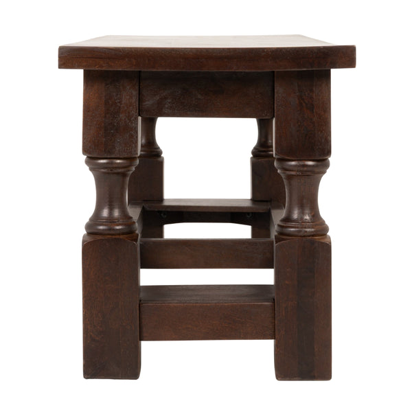 Rowena Interiors Mango Wood Entryway Bench Solid Handcrafted Farmhouse Seat with Turned Legs EC2335