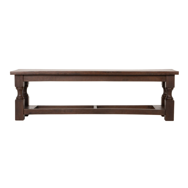 Rowena Interiors Mango Wood Entryway Bench Solid Handcrafted Farmhouse Seat with Turned Legs EC2335