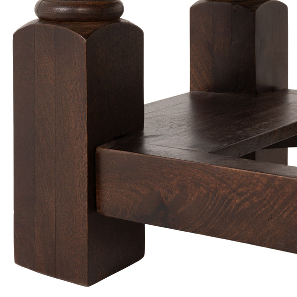 Rowena Interiors Mango Wood Entryway Bench Solid Handcrafted Farmhouse Seat with Turned Legs EC2335