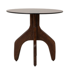 Rowena Interiors Round Smoked Tempered Glass Top Accent Table with Sculptural Mango Wood Branch Base 19.5"L x 19.5"W x 19.5"H EC2337