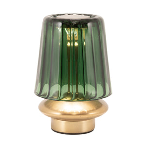 Rowena Interiors 6.5 Inch Cordless Rechargeable LED Table Lamp Antique Brass Touch Base Warm Glow Green EC2338