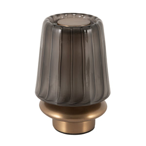 Rowena Interiors 6.5 Inch Cordless Rechargeable LED Table Lamp Antique Brass Touch Base Warm Glow Grey EC2339