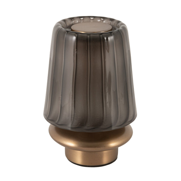 Rowena Interiors 6.5 Inch Cordless Rechargeable LED Table Lamp Antique Brass Touch Base Warm Glow Grey EC2339