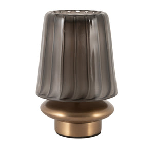 Rowena Interiors 6.5 Inch Cordless Rechargeable LED Table Lamp Antique Brass Touch Base Warm Glow Grey EC2339