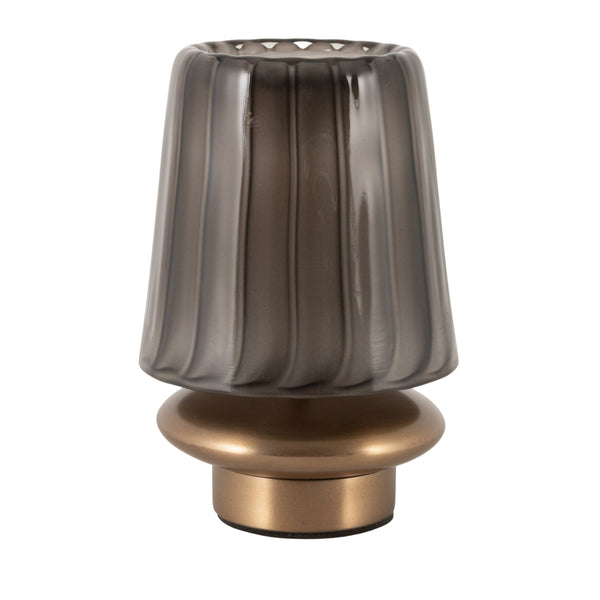 Rowena Interiors 6.5 Inch Cordless Rechargeable LED Table Lamp Antique Brass Touch Base Warm Glow Grey EC2339