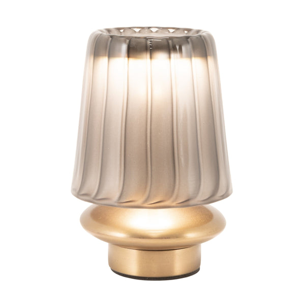 Rowena Interiors 6.5 Inch Cordless Rechargeable LED Table Lamp Antique Brass Touch Base Warm Glow Grey EC2339