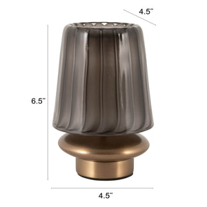 Rowena Interiors 6.5 Inch Cordless Rechargeable LED Table Lamp Antique Brass Touch Base Warm Glow Grey EC2339