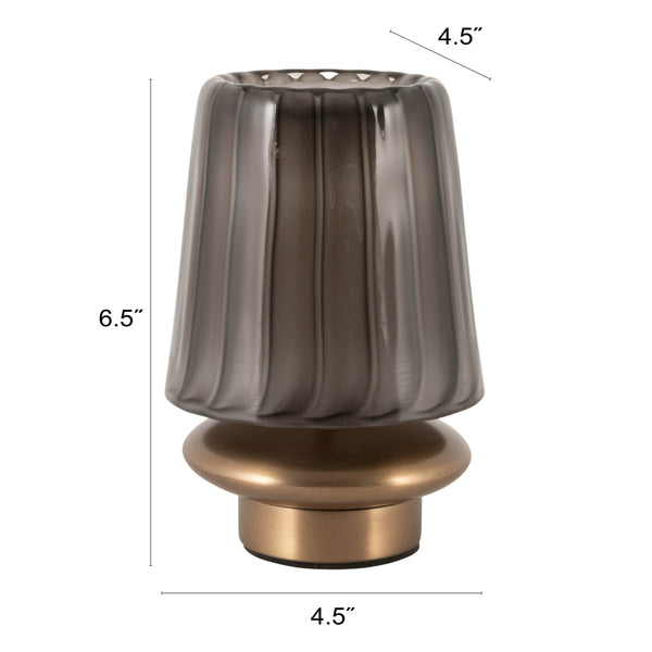 Rowena Interiors 6.5 Inch Cordless Rechargeable LED Table Lamp Antique Brass Touch Base Warm Glow Grey EC2339
