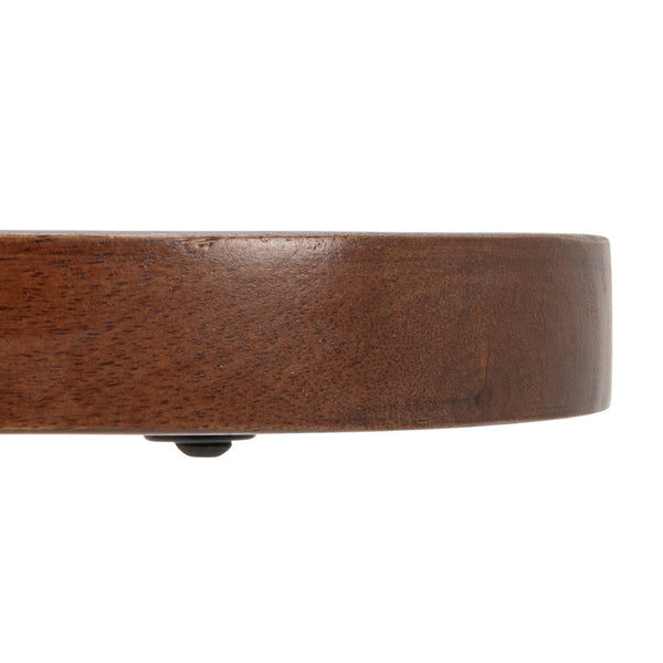 Rowena Interiors Square Mango Wood Accent Table with Marble Base and Iron Rod Stem for Living Spaces EC2345