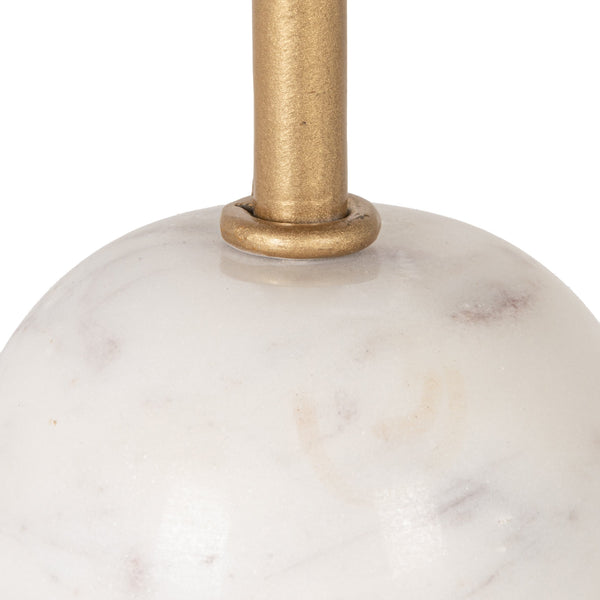 Rowena Interiors Square Mango Wood Accent Table with Marble Base and Iron Rod Stem for Living Spaces EC2345