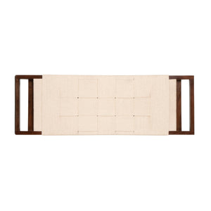 Rowena Interiors Rectangular Acacia Wood Bench with Handwoven Cotton Rope Seat for Entryway Bedroom EC2346