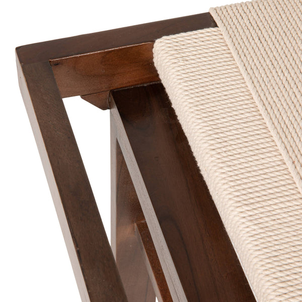 Rowena Interiors Rectangular Acacia Wood Bench with Handwoven Cotton Rope Seat for Entryway Bedroom EC2346