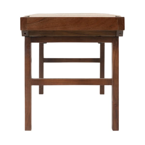 Rowena Interiors Rectangular Acacia Wood Bench with Handwoven Cotton Rope Seat for Entryway Bedroom EC2346