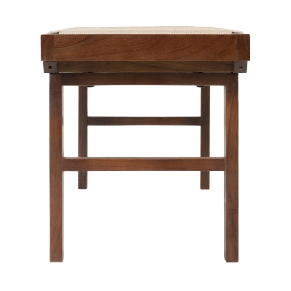 Rowena Interiors Rectangular Acacia Wood Bench with Handwoven Cotton Rope Seat for Entryway Bedroom EC2346