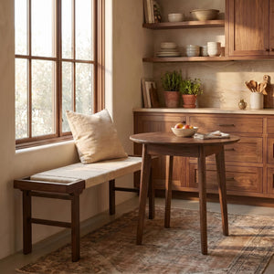 Rowena Interiors Rectangular Acacia Wood Bench with Handwoven Cotton Rope Seat for Entryway Bedroom EC2346