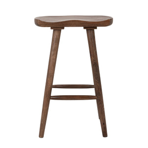 Rowena Interiors Mango Wood Solid Sculpted Saddle Seat Backless Stool for Kitchen Islands EC2347