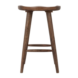 Rowena Interiors Mango Wood Solid Sculpted Saddle Seat Backless Stool for Kitchen Islands EC2347