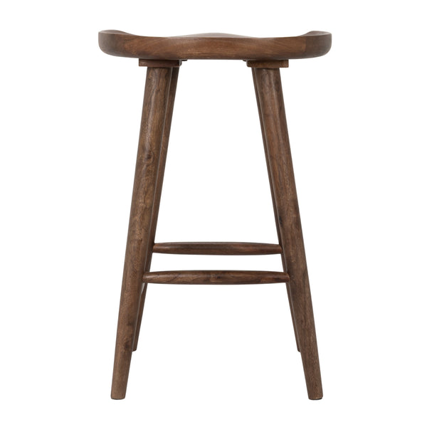 Rowena Interiors Mango Wood Solid Sculpted Saddle Seat Backless Stool for Kitchen Islands EC2347