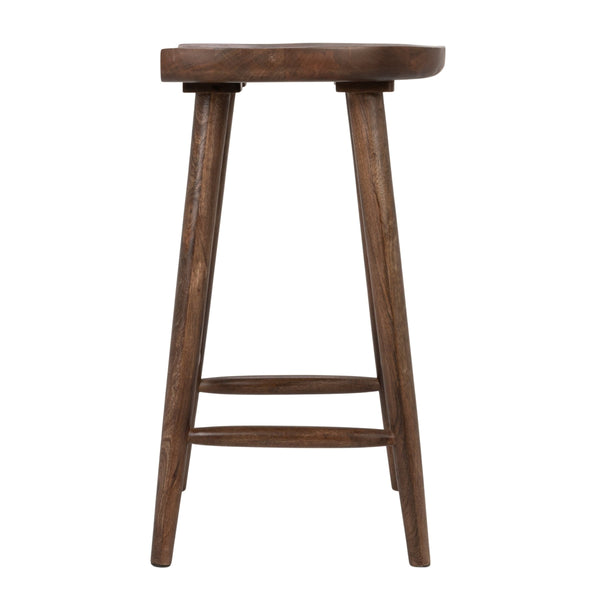 Rowena Interiors Mango Wood Solid Sculpted Saddle Seat Backless Stool for Kitchen Islands EC2347
