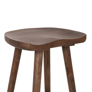 Rowena Interiors Mango Wood Solid Sculpted Saddle Seat Backless Stool for Kitchen Islands EC2347