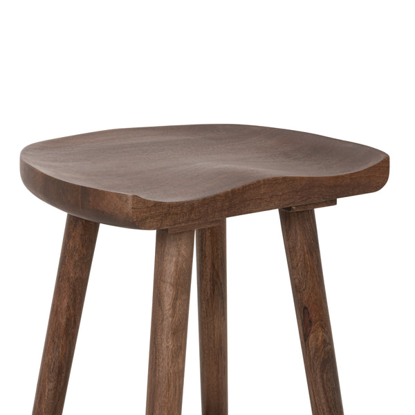 Rowena Interiors Mango Wood Solid Sculpted Saddle Seat Backless Stool for Kitchen Islands EC2347