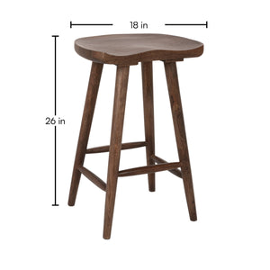 Rowena Interiors Mango Wood Solid Sculpted Saddle Seat Backless Stool for Kitchen Islands EC2347