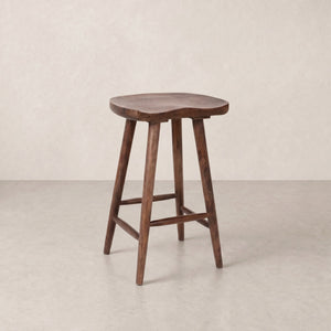 Rowena Interiors Mango Wood Solid Sculpted Saddle Seat Backless Stool for Kitchen Islands EC2347